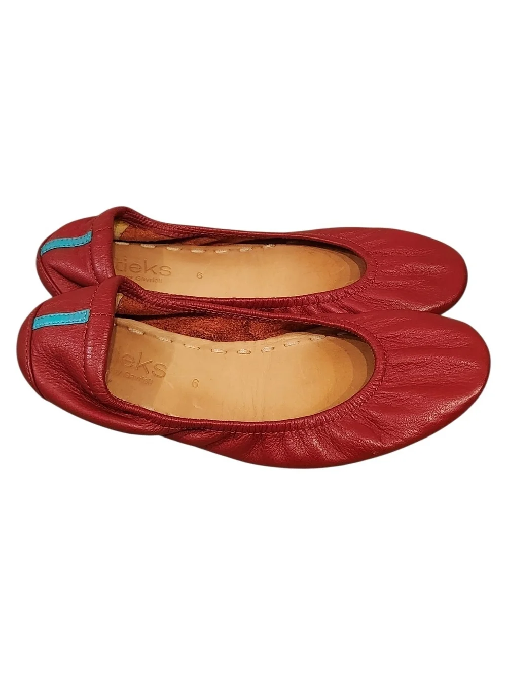 Tieks Cardinal Red Classic Leather Foldable Travel Ballet Flats Women's 6 GUC